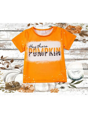 Fall, Halloween, Thanksgiving Girls Short Sleeve Shirt Size 4-5Y, Pumpkin